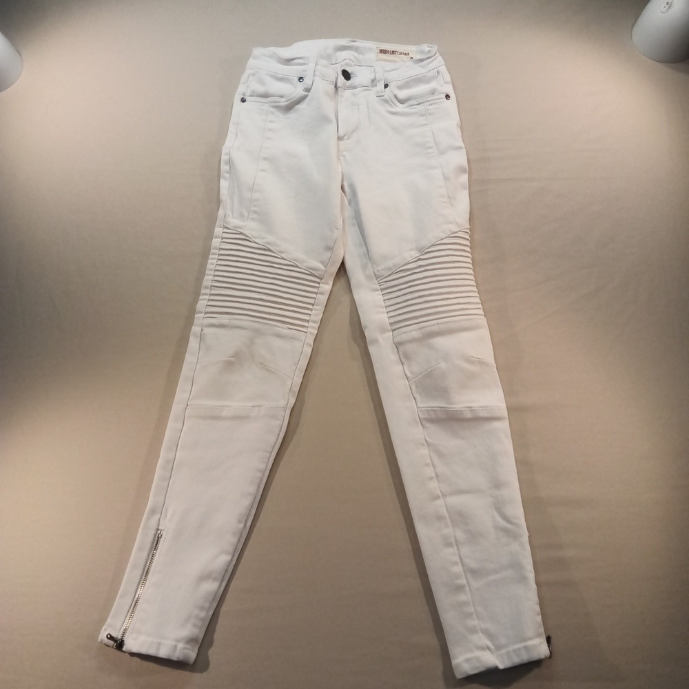 Wish List Moto Skinny Jeans‎ White Zip Ankle Women's Size Small